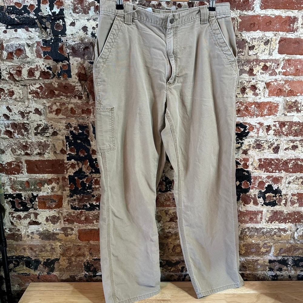 Carhartt tan Relaxed Fit Pants Mens 35x32 rugged canvas work utility